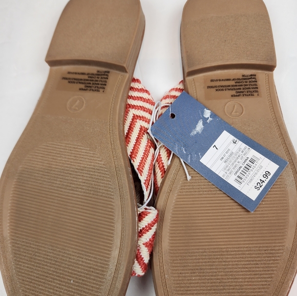 Universal Thread New Women's Red White Knotted Cotton Sandals Slipons Size 7 - Picture 5 of 7